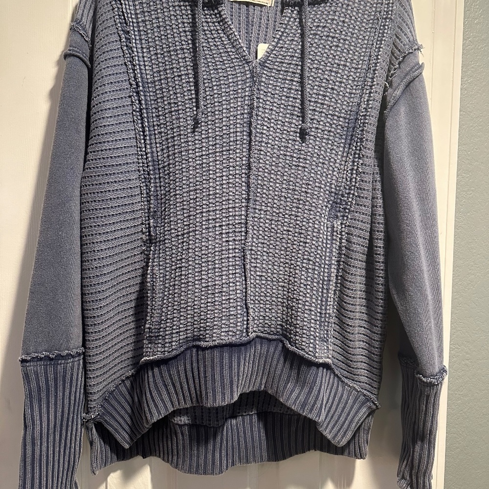 NWT Free People WTF On The Edge Thermal Hoodie Sweatshirt XS